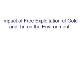 Impact of Free Exploitation of Gold and Tin on the Environment  