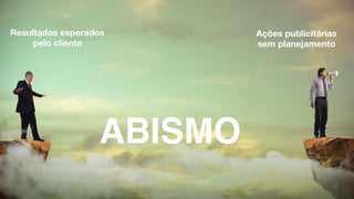 Resultados esperados 
pelo cliente

Ações publicitárias
sem planejamento
ABISMO!
 
