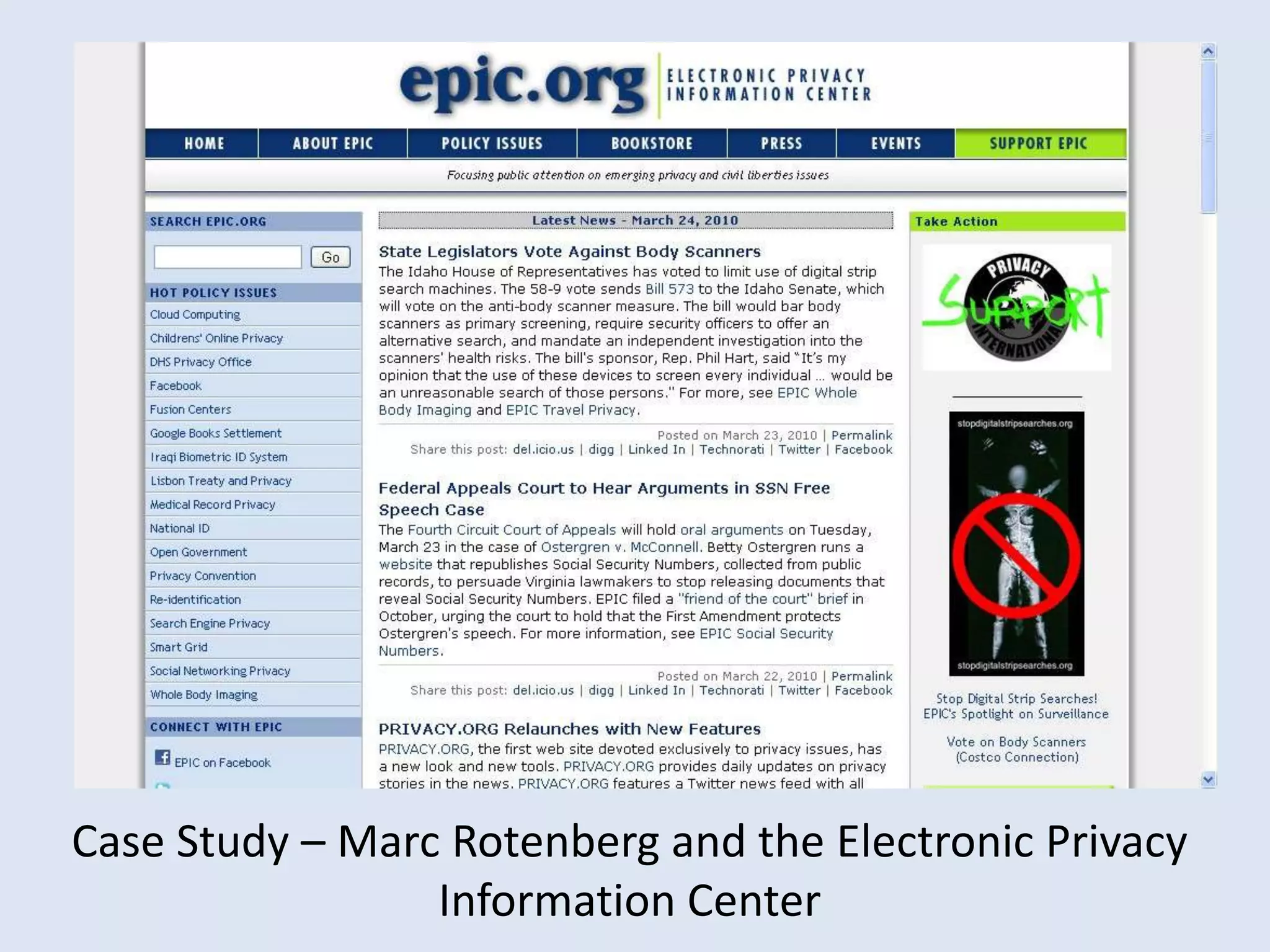 Case Study – Marc Rotenberg and the Electronic Privacy Information Center