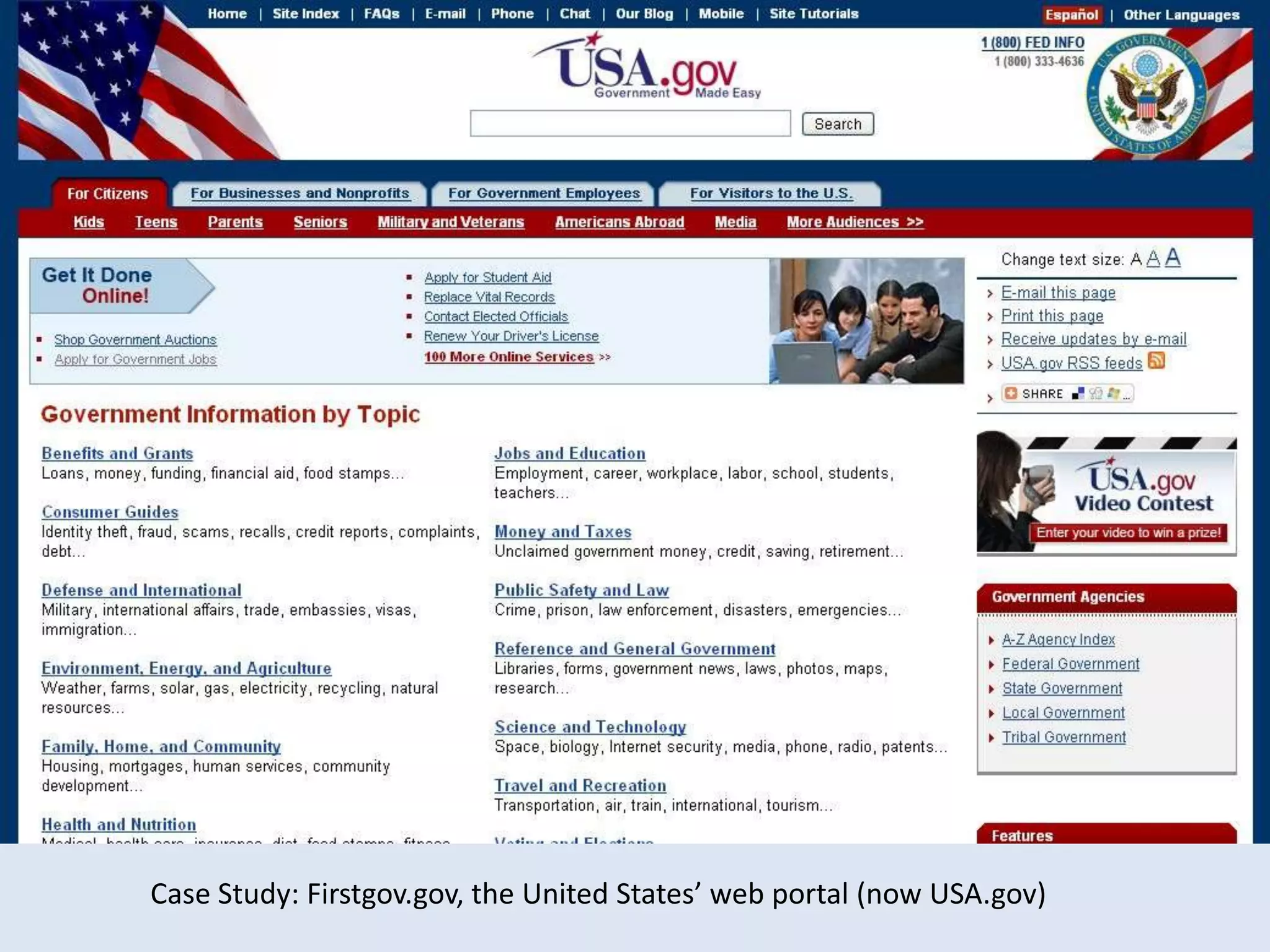 Case Study: Firstgov.gov, the United States’ web portal (now USA.gov)   