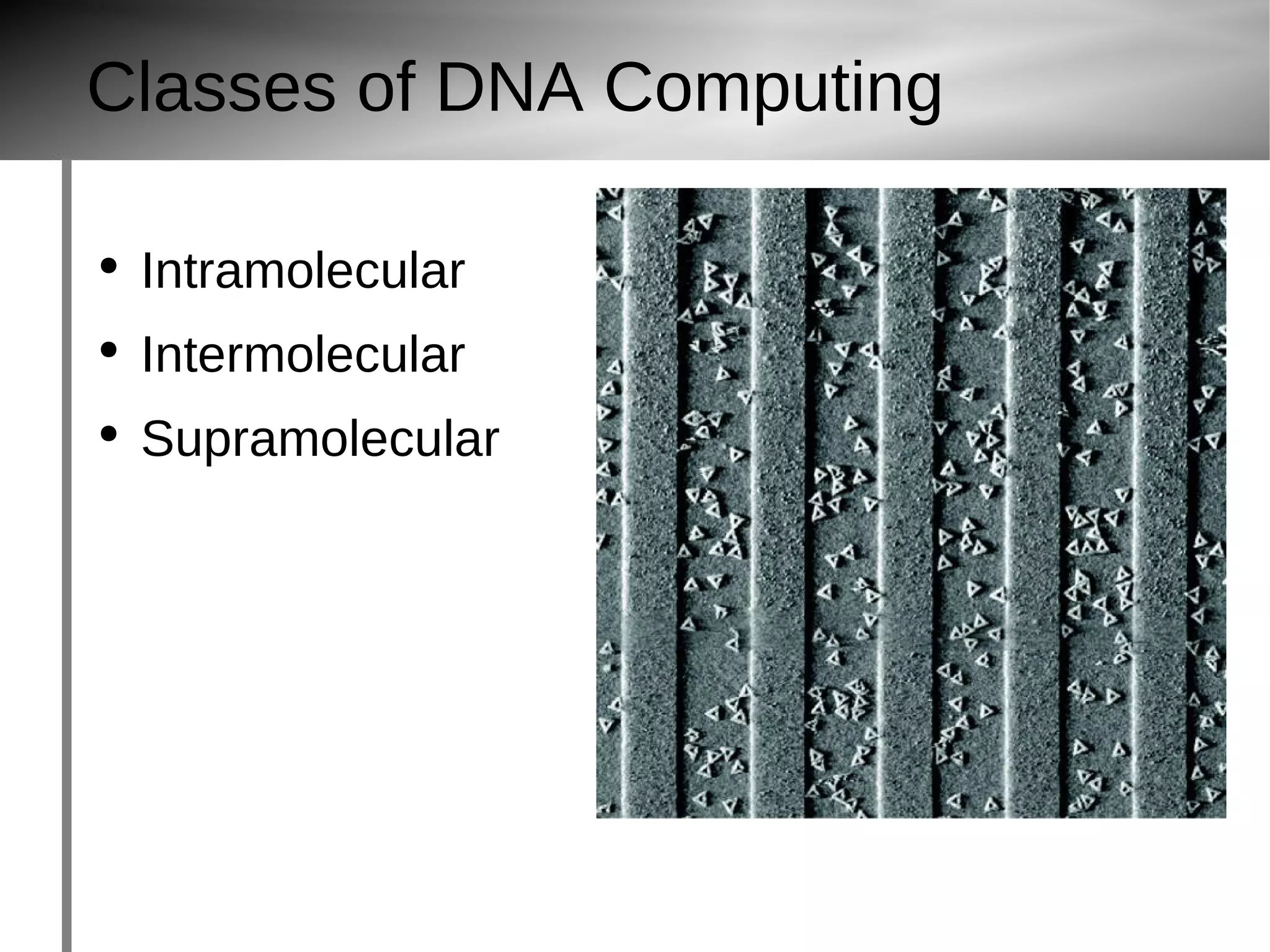 Classes of DNA Computing Intramolecular Intermolecular Supramolecular http://www.popsci.com/files/imagecache/article_image_large/articles/harddlctemplate.jpg 