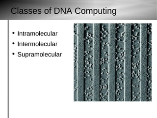 Classes of DNA Computing Intramolecular Intermolecular Supramolecular http://www.popsci.com/files/imagecache/article_image_large/articles/harddlctemplate.jpg 