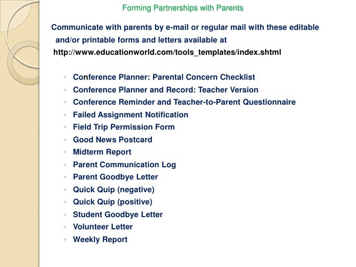 Presentation Forming Partnerships With Parents