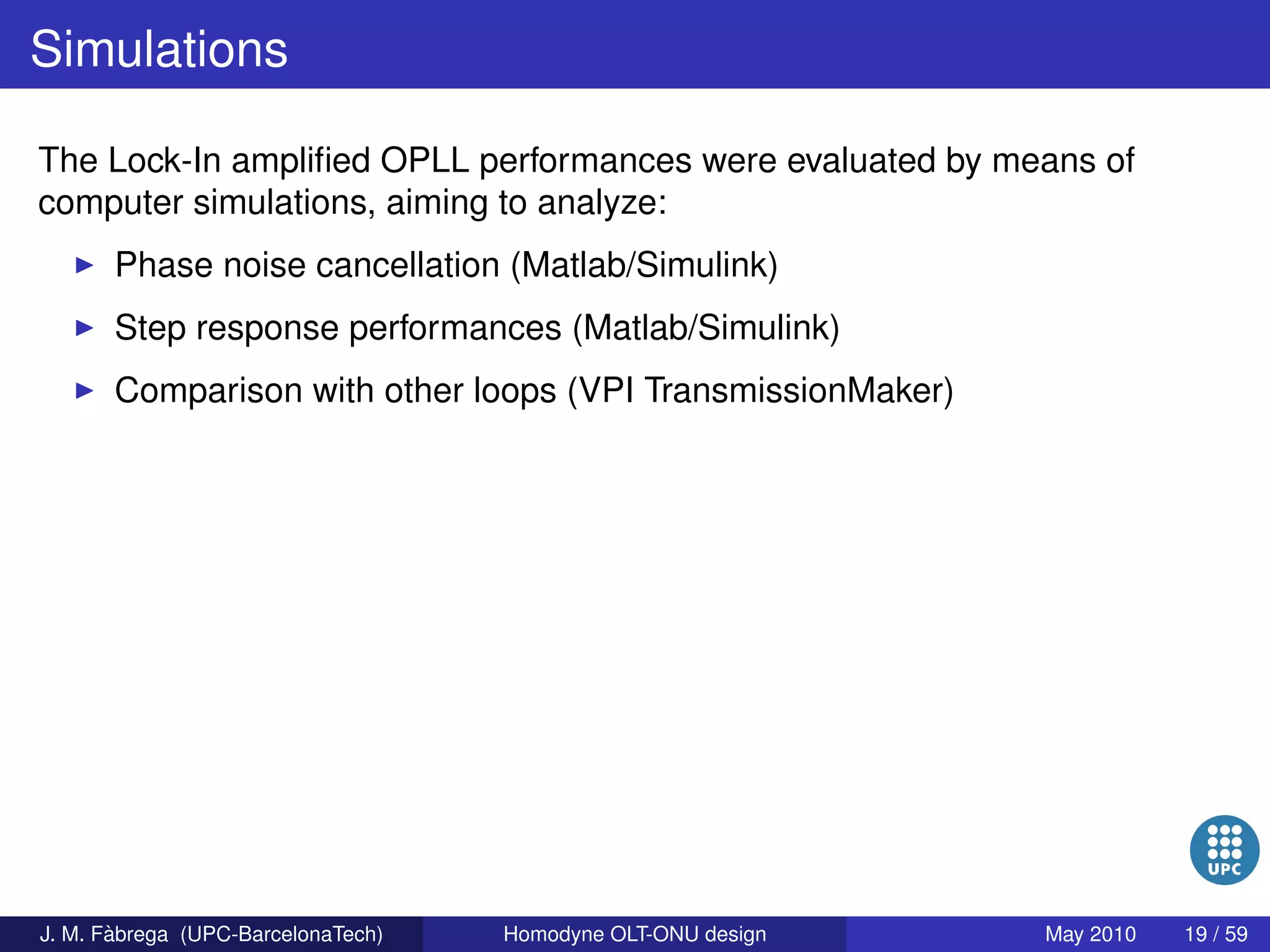 Homodyne OLT-ONU design for access optical networks