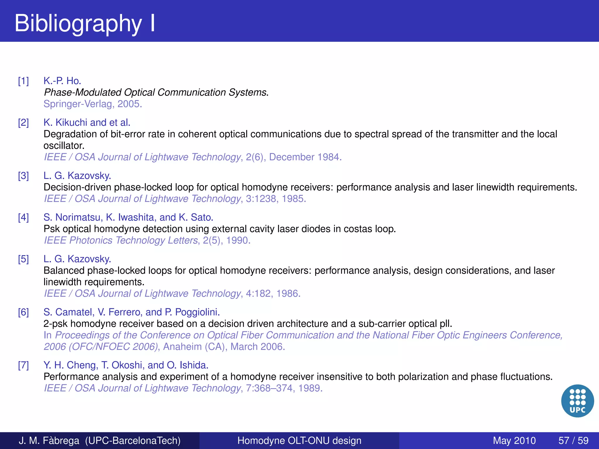 Homodyne OLT-ONU design for access optical networks
