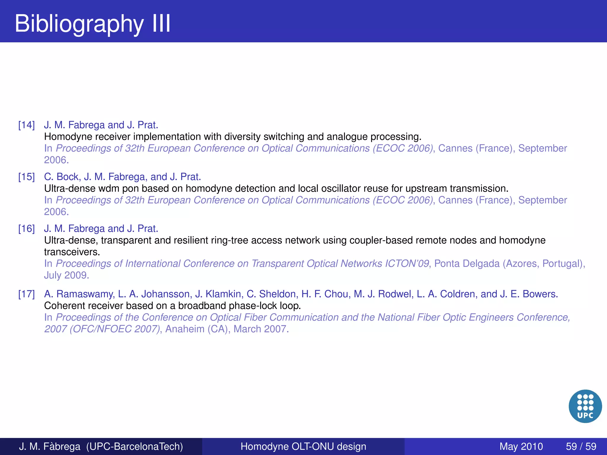 Homodyne OLT-ONU design for access optical networks