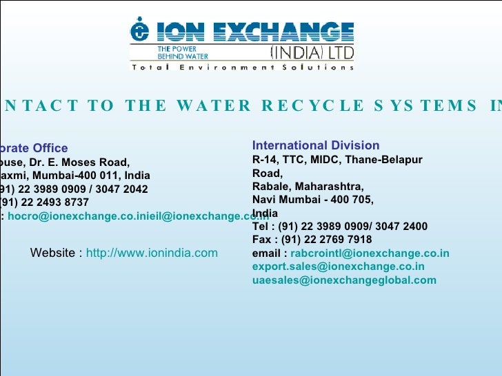 ION EXCHANGE (INDIA) LTD