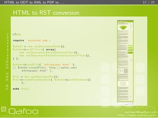HTML to ODT to XML to PDF to …