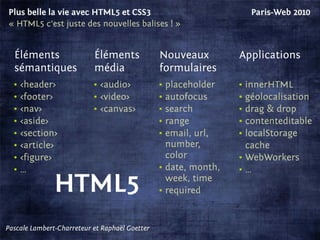 Plus belle la vie avec HTML5 et CSS3                         Paris-Web 2010




           Idée reçue numéro 5 :
         ...