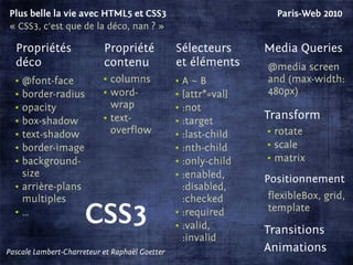 Plus belle la vie avec HTML5 et CSS3 - Paris Web 2010