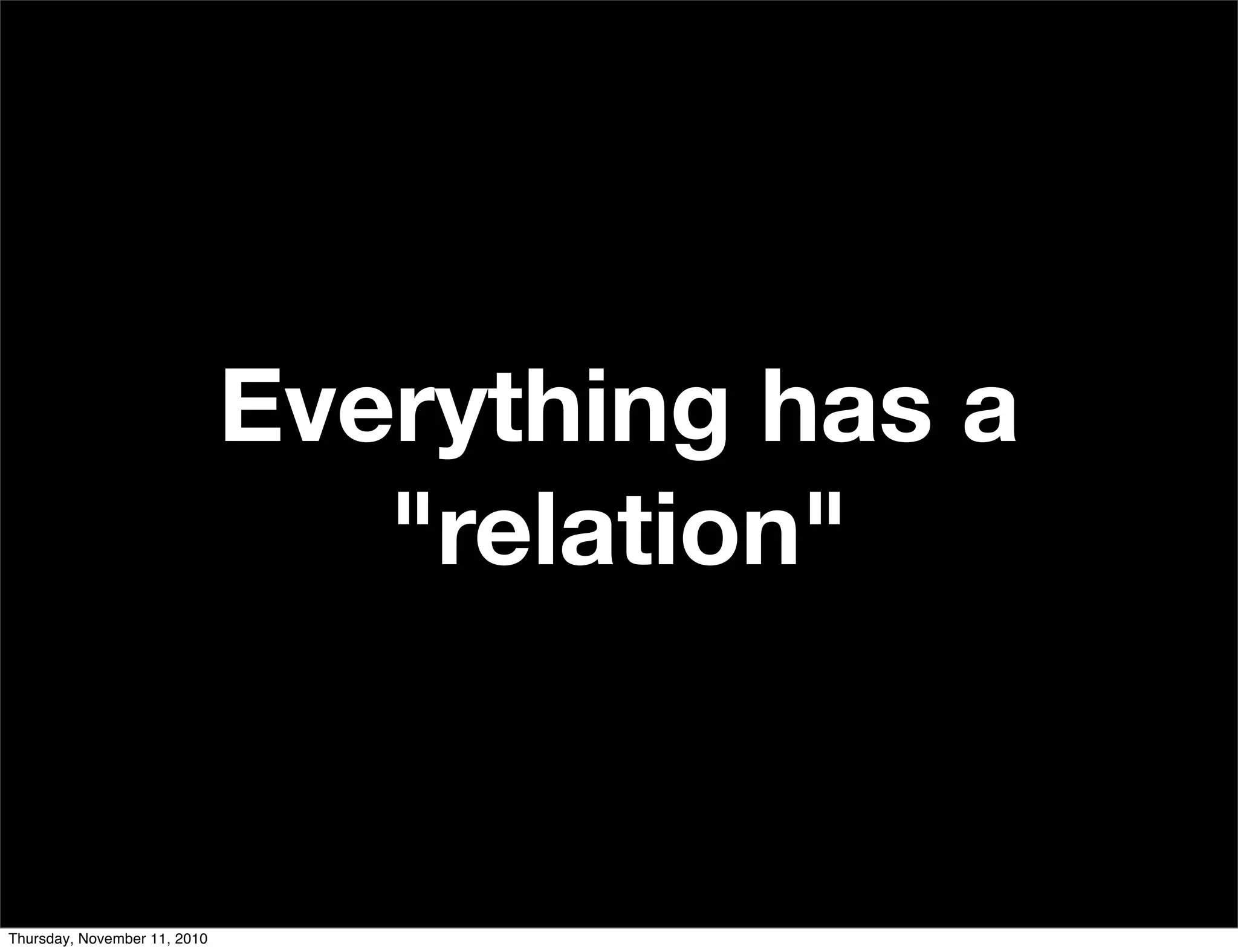 Everything has a
"relation"
Thursday, November 11, 2010
 