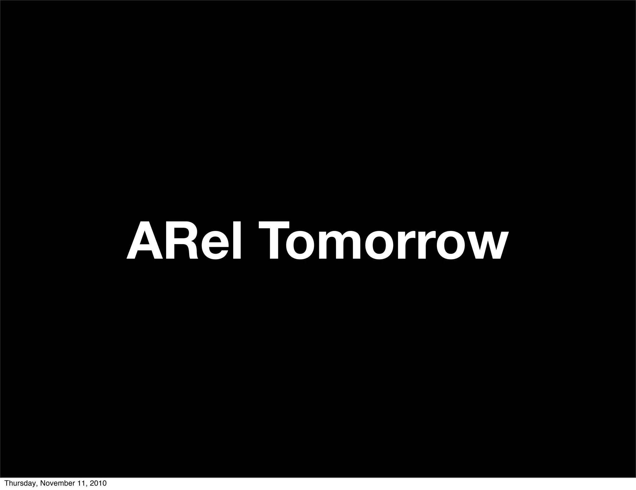 ARel Tomorrow
Thursday, November 11, 2010
 
