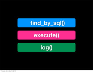 ﬁnd_by_sql()
execute()
log()
Thursday, November 11, 2010
 