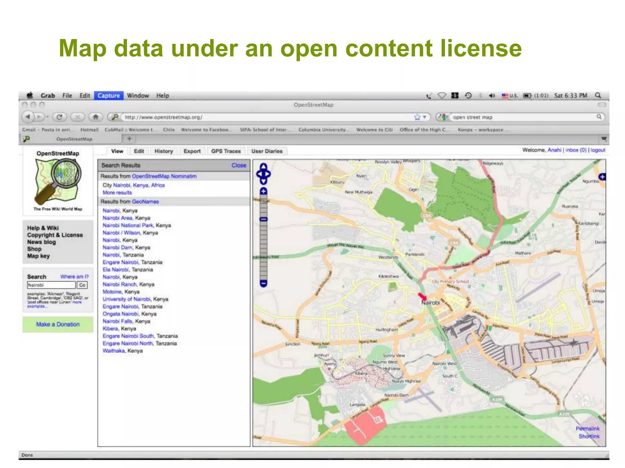 Map data under an open content license