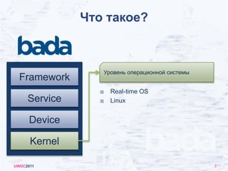 Что такое?UWDC20112Уровень операционной системыFrameworkReal-time OS