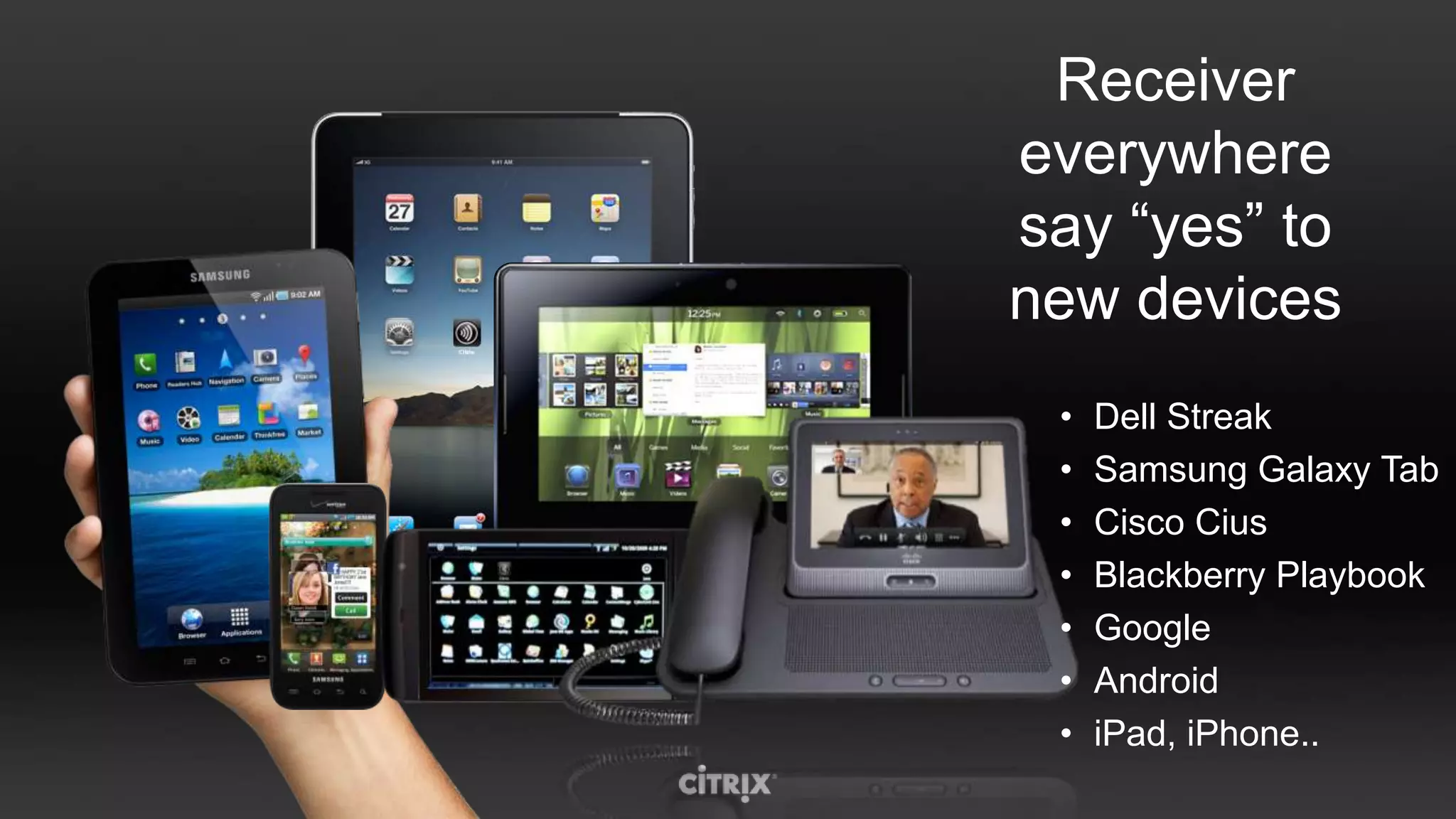 The Right Virtual Desktop for the Right UserXenDesktop - FlexCastMobileusersTaskworkersUSER TYPESHosted sharedStreamedVHDLocal VMHosted VDI Hosted Blade PCAppsOn – demand Apps          PhysicalPCClient-side compute    