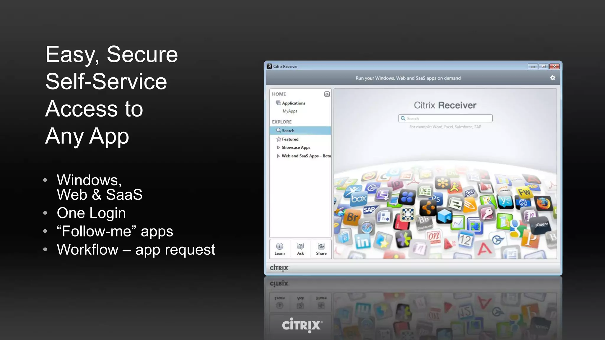 Desktop virtualization for corporate laptopsXenClient™User changes automatically backed upPersonal VMBusiness VMBusiness VMIn the event of loss or failureDataDataUsers environment can be restored to any XenClient deviceSettingsSettingsSynchronizerApplicationsApplicationsMultiple VMsOSOSHTTPSXenClientSecure bare metal hypervisorHardwareEncrypted and secured