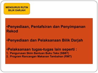 MENGURUS RUTIN BILIK DARJAHPenyediaan, PentafsirandanPenyimpananRekod