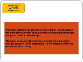 MENGURUS BAHAN-BAHAN PELAJARANMengurusbahanpembelajaranialahpengurusanbahan-bahan BBM bagimemudahkanmuridbelajarsecarakendiriContoh :Penyediaansudutbacaan, papankenyataandansudut-sudutmatapelajaran