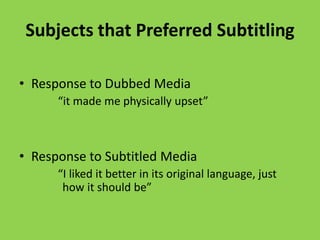 Subtitling Methods The Long-Term Effects of Dubbing and Subtitling as a Translation Method ...