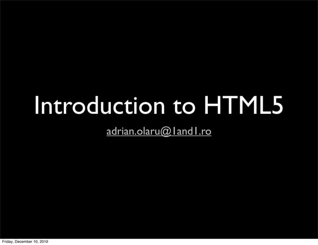Introduction to HTML5 | PPT