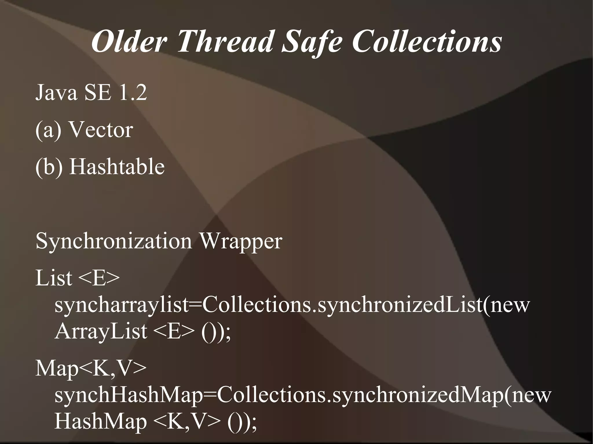 FUNCTIONALITY:  Causes a thread to block when an element is being added to a full queue (or) when an element is being removed from an empty queue. 