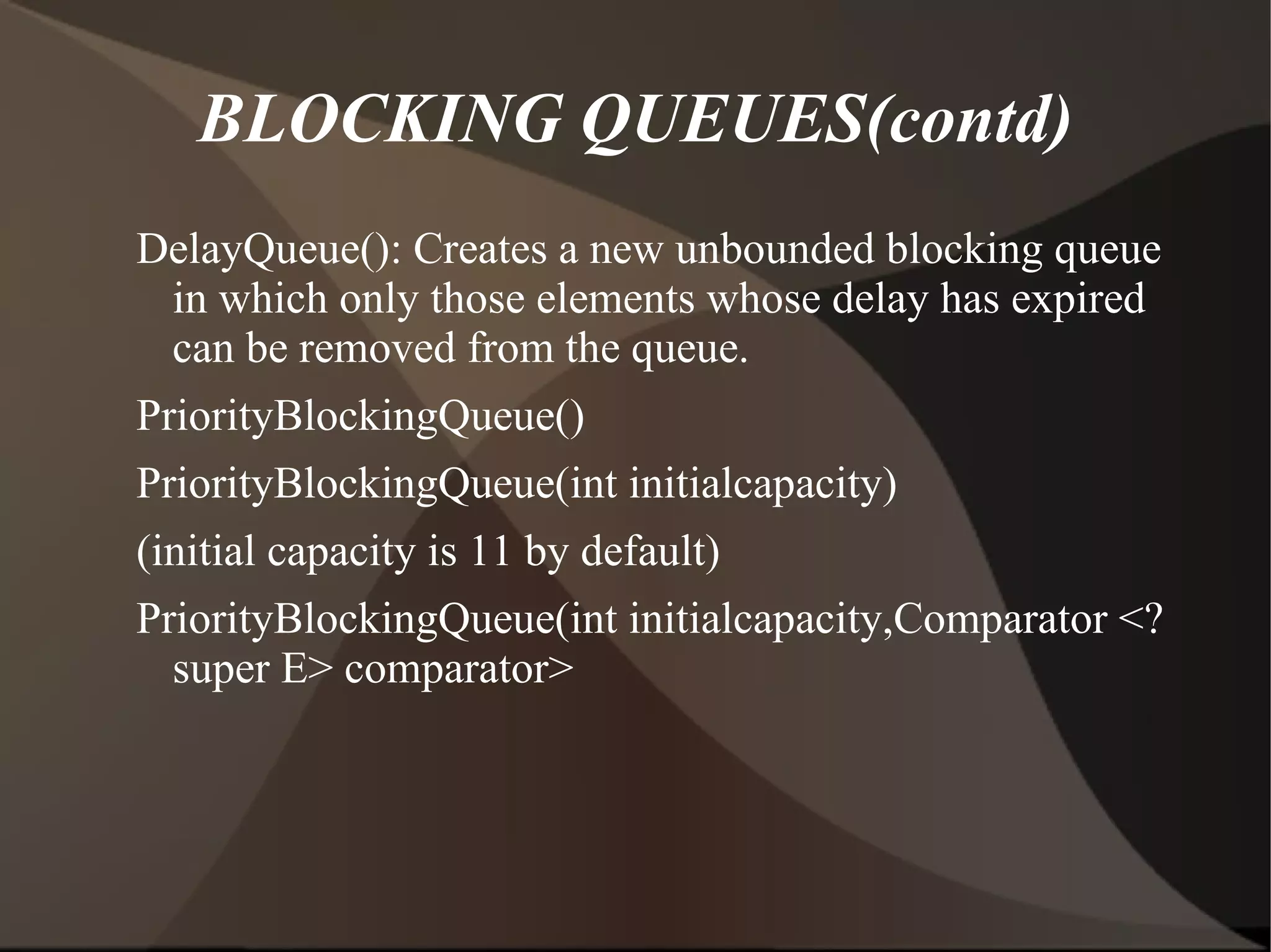 Choices to avoid this are: Supplying a lock for the data structure 