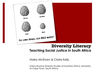 Diversity Literacy Teaching Social Justice in South Africa Haley McEwen & Claire Kelly    Intercultural & Diversity Studies of Southern Africa, University of Cape Town, South Africa 
