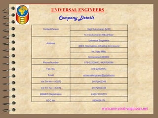 UNIVERSAL ENGINEERSCompany Detailswww.universal-engineers.net