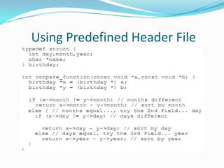 Types Of SortingBubble Sort                Speed: O(n^2), extremely slow but stable sorting algorithm                Space: The size of initial array                Coding Complexity: SimpleQuick Sort                Speed: O(nlogn), one of the best sorting algorithm  for unsorted data                Space: The size of initial array                 Coding Complexity: Complex, Divide and ConquerMerge Sort                Speed: O(nlogn) , one of the best stable sorting algorithm Space: The size of initial array                 Coding Complexity: Complex, MergingHeap Sort                Speed: O(nlogn) , one of the best unstable sorting algorithm                 Space: The size of linked list used                Coding Complexity: Complex, Uses Tree Data structure