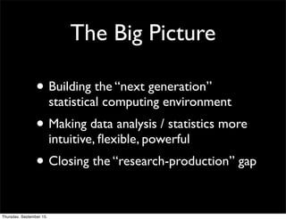 The Big Picture

                 • Building the “next generation”
                          statistical computing environ...