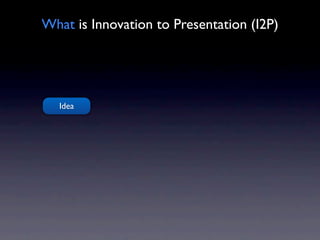 What is Innovation to Presentation (I2P)




  Idea
 