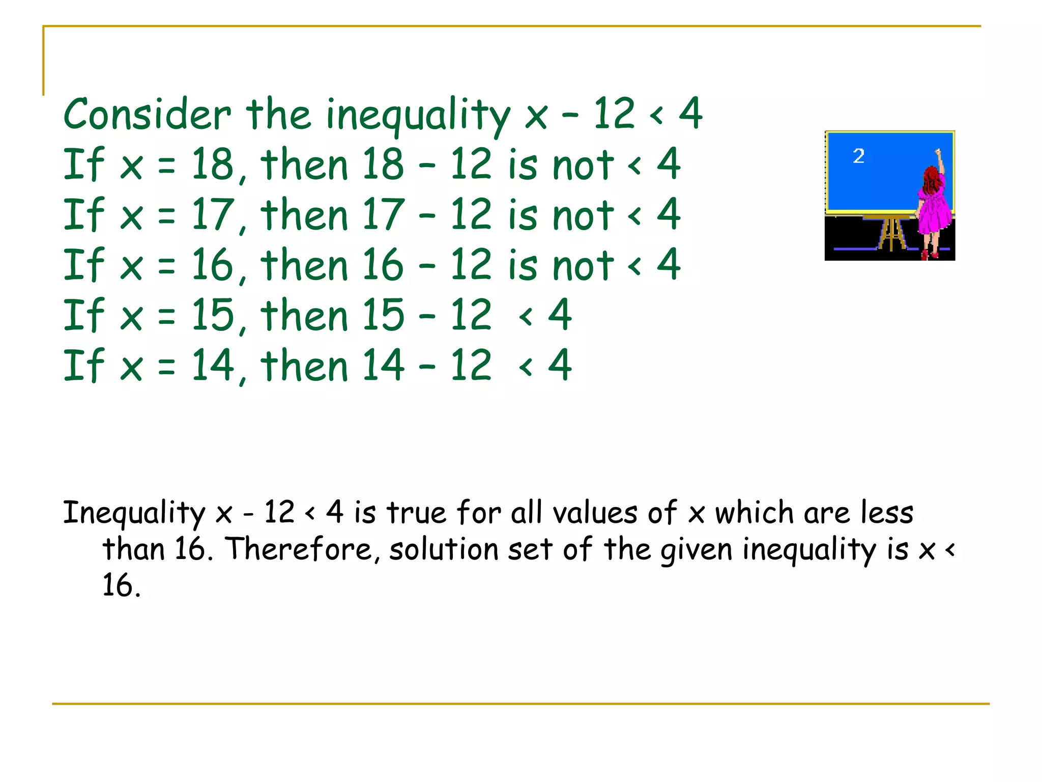 Linear Equations and Inequalities in One Variable | PPT