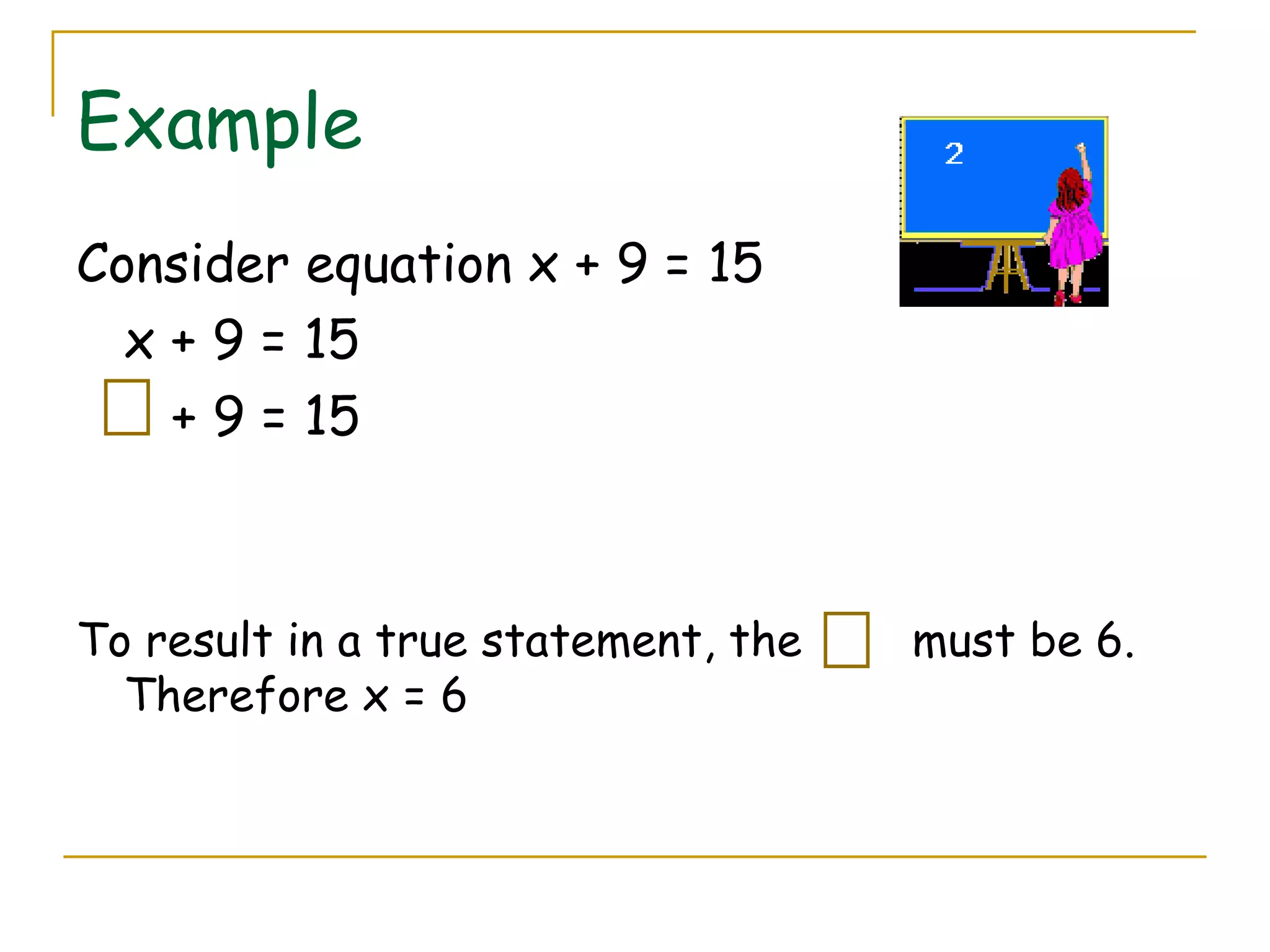 Linear Equations and Inequalities in One Variable | PPT