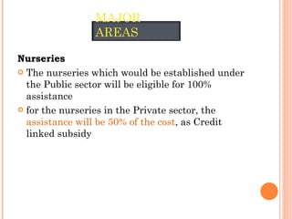 <ul><li>Nurseries </li></ul><ul><li>The nurseries which would be established under the Public sector will be eligible for ...