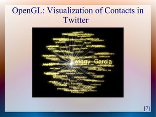 OpenGL: Visualization of Contacts in
            Twitter




                                       [7]
 
