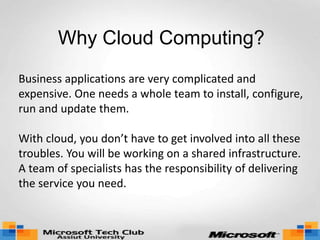 Assiut Tech Club - Microsoft Cloud Computing | PPTX