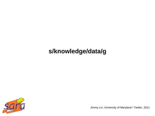 s/knowledge/data/g




             Jimmy Lin, University of Maryland / Twitter, 2011
 
