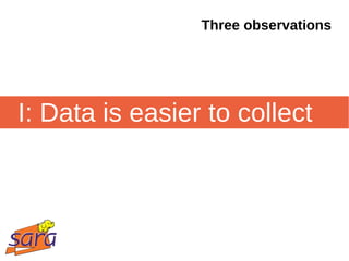 Three observations




I: Data is easier to collect
 