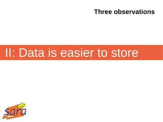 Three observations




II: Data is easier to store
 