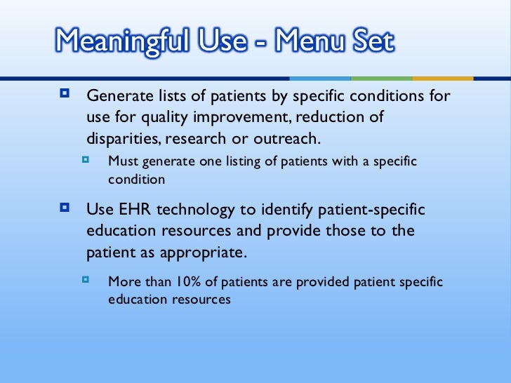 Meaningful Use The U.S. EHR Incentive Program