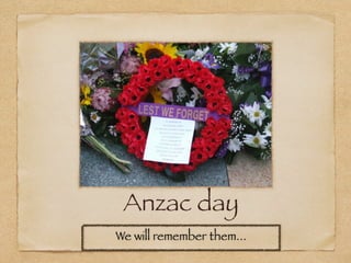 Anzac day
We will remember them...
 