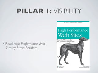 PILLAR 1: VISIBILITY



• Read  High Performance Web
 Sites by Steve Souders
 