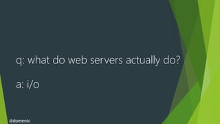q: what do web servers actually do?

  a: i/o


@domenic
 