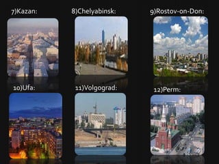 7)Kazan:   8)Chelyabinsk:   9)Rostov-on-Don:




10)Ufa:     11)Volgograd:    12)Perm:
 
