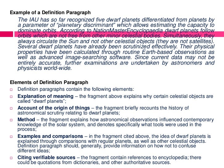 definition paragraph examples for college