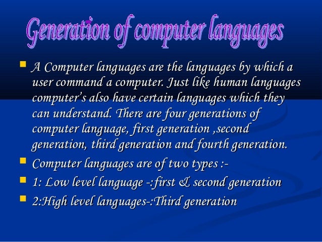 Presentation on generation of languages