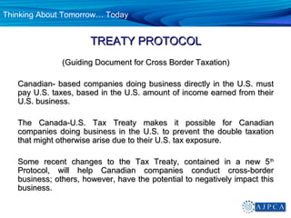 Thinking About Tomorrow… Today


                       TREATY PROTOCOL
               (Guiding Document for Cross Border ...