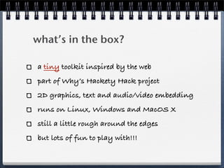 Treading the Rails with Ruby Shoes