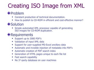 Creating ISO Image from XML ,[object Object],[object Object],[object Object],[object Object],[object Object],[object Object],[object Object],[object Object],[object Object],[object Object],[object Object],[object Object],[object Object],[object Object]
